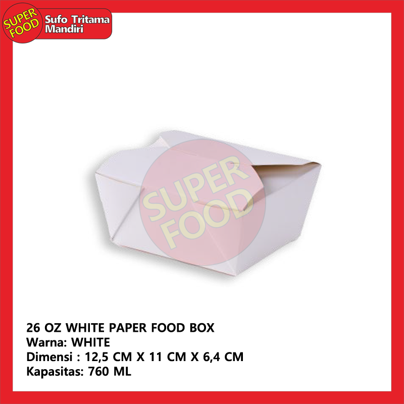 26 OZ WHITE PAPER FOOD BOX