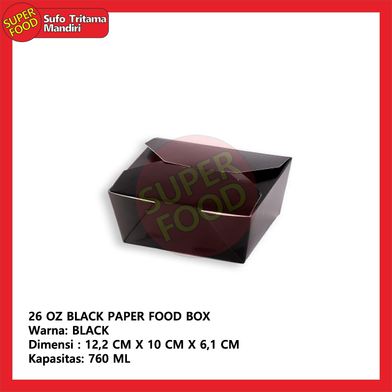 26 OZ BLACK PAPER FOOD BOX
