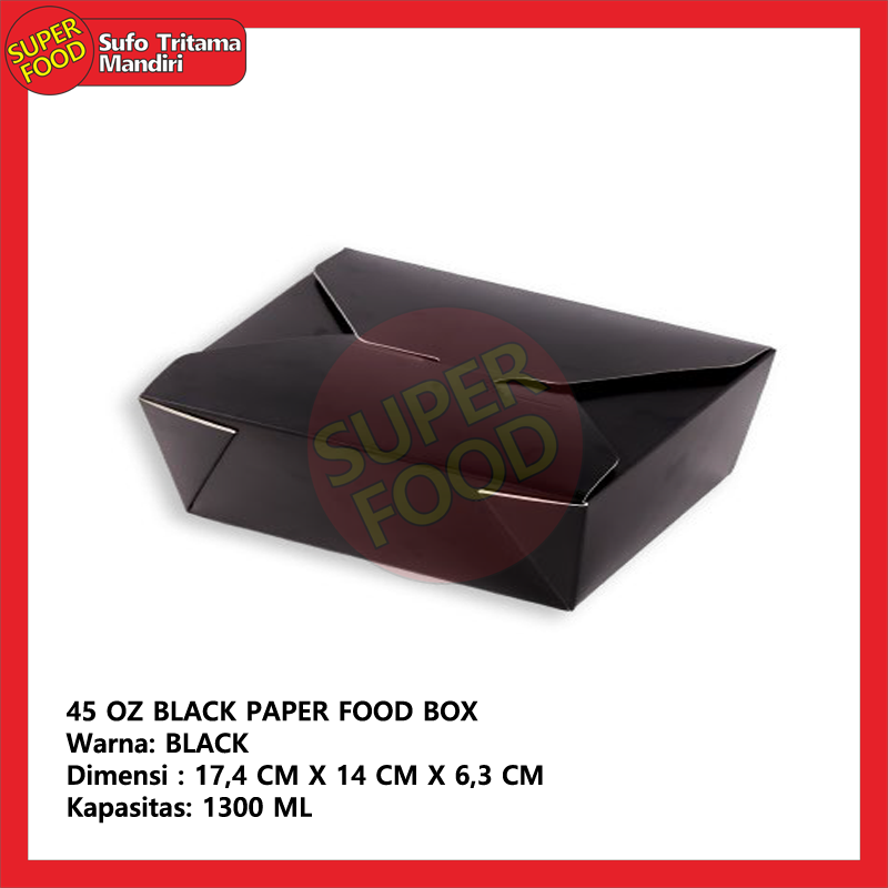 45 OZ BLACK PAPER FOOD BOX