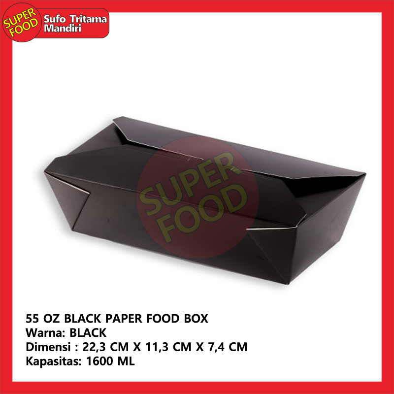 55 OZ BLACK PAPER FOOD BOX