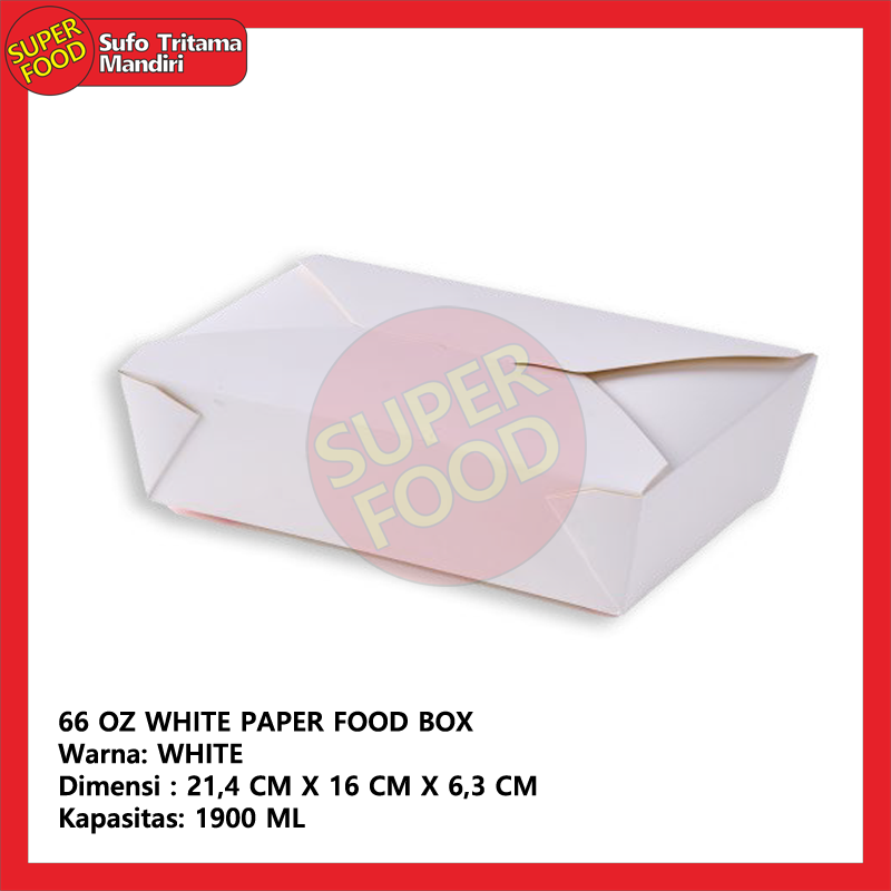 66 OZ WHITE PAPER FOOD BOX
